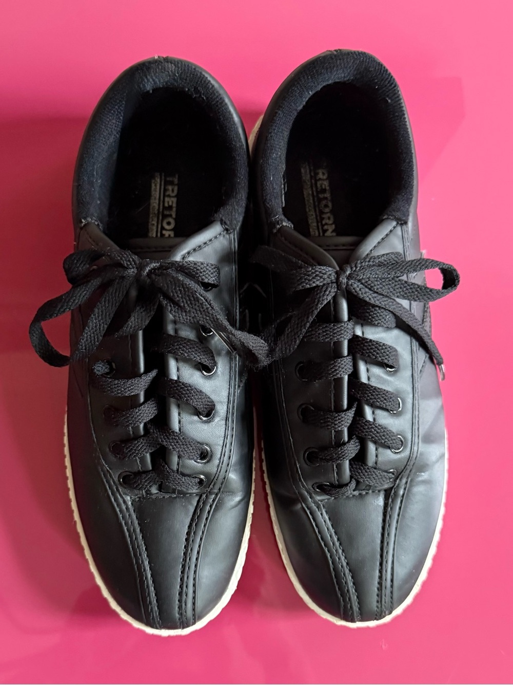 Tretorn Black Low-Top Sneakers with White Soles - Picture 2 of 5